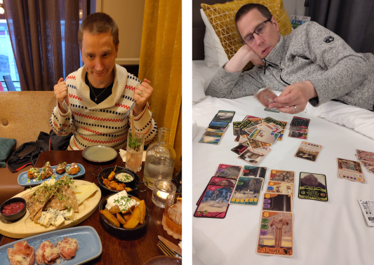 Per enjoying food and boardgames